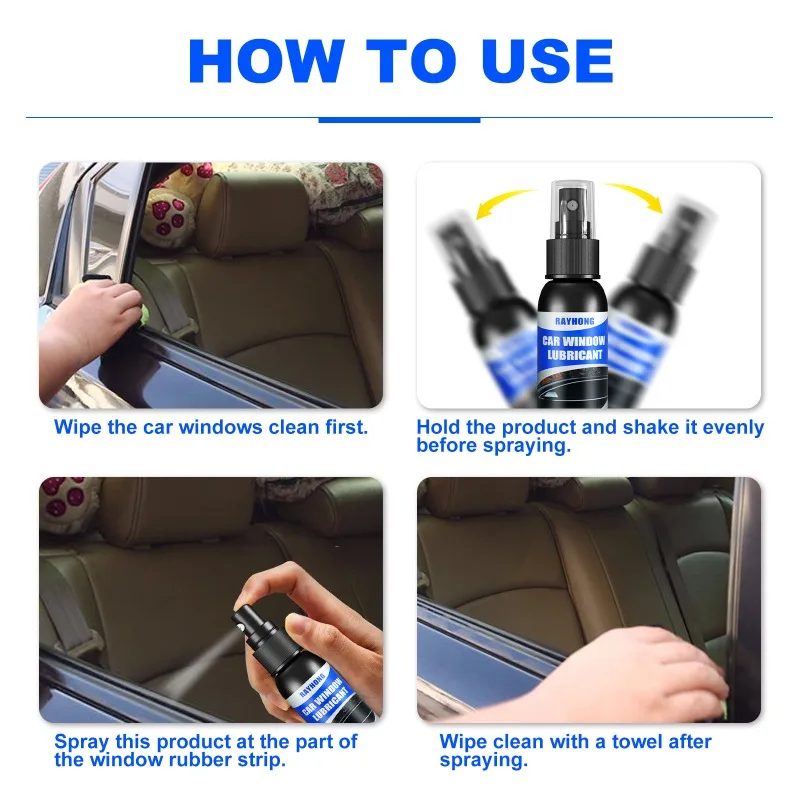 60ml Car Window Lubricant Sunroof Track Sealant Strip Lubrication Spray Softening Maintenance Tool Lifting Glass Noise Eliminate car lubricant