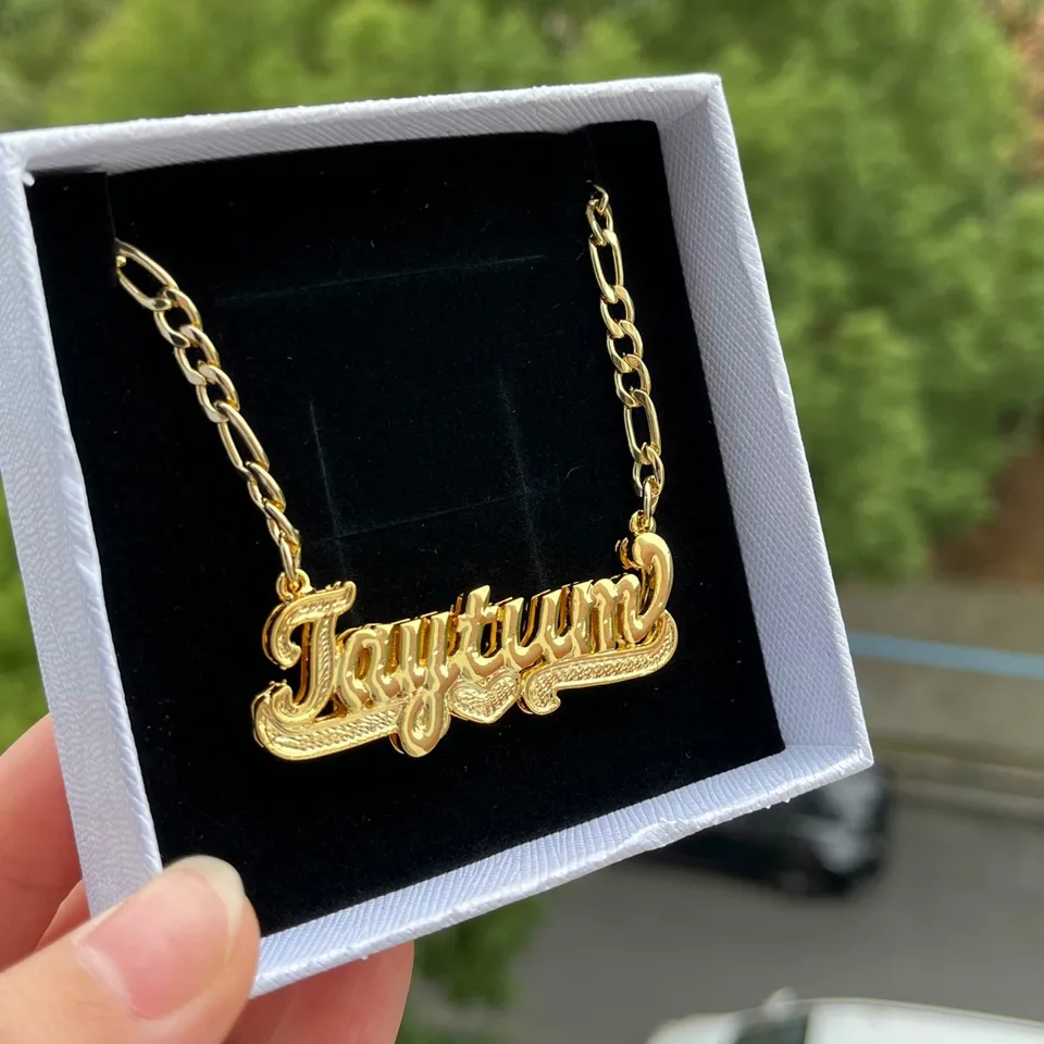 Custom Nameplate Solid Gold Name Plate Necklace Name Necklace
