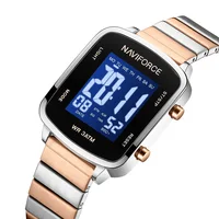 NAVIFORCE Women's Fashion Digital Alarm Mode Watches Day and Date Display 3ATM Waterproof LCD Luminous Ladies Sports WristWatch