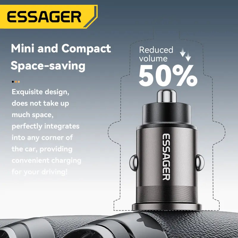 Essager 45W Car Charger Fast Charging Dual Port  PD QC3.0 Type-C Quick Charger for iPhone 16 15 14 Samsung Xiaomi Huawei Oppo - Image 5