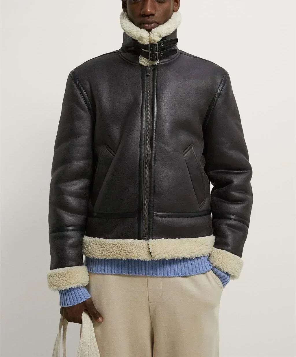 Winter Warm Lapel Suede Lambskin Jacket 2024 New Retro Fur One Zipper Jacket For Men палто мужская - Image 2