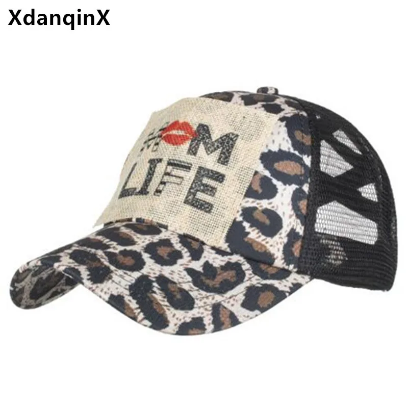 Summer Women's Hats Ponytail Baseball Caps Personality Leopard Print Breathable Mesh Cap Golf Cap Camping Party Hat Snapback