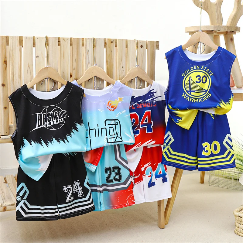 

New Children's Clothing Suit Boy Girl Basketball Jerseys Game Tteam Uniform Training Vest And Shorts Summer Breathable Absorb
