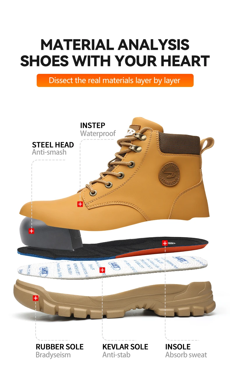 Waterproof Work Safety Shoes Men Boots Anti-smash Sneakers Steel Toe Electric Welding Boots Indestructible Male Footwear