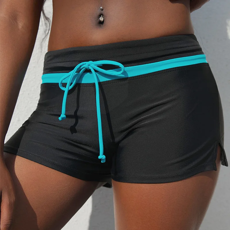 

2022 Summer Boxer Swimming Trunks Women Conservative Lace-up Sports Swimsuit Trunks Spring Bottoms female Swim Shorts bikinis