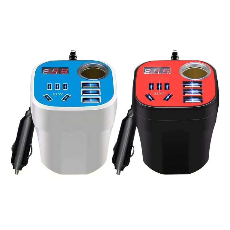 Convertitore Inverter A Tazza Montato Su Auto Caricatore Qc Da Auto Dc A Ac Power Inverter Display A Led E 12V/24V A 220V 200W Universale Qc 3