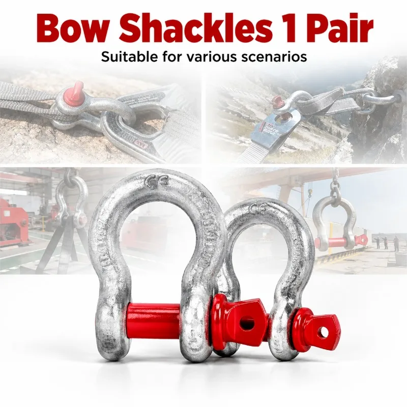 Heavy Duty Forged Carbon Steel D Ring Anchor Shackles - Set of 2