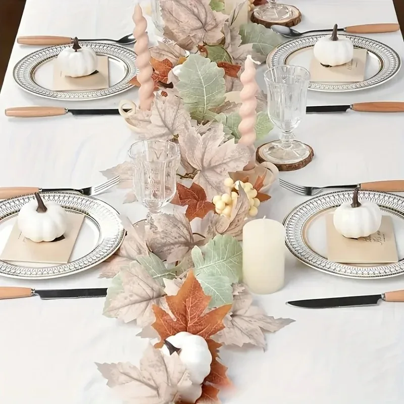 Description Picture 4 of itemArtificial Fall Maple Leaf string Garland Fake Plants Autumn Decor Leaves Vine for Thanksgiving Festivals Wedding Decora