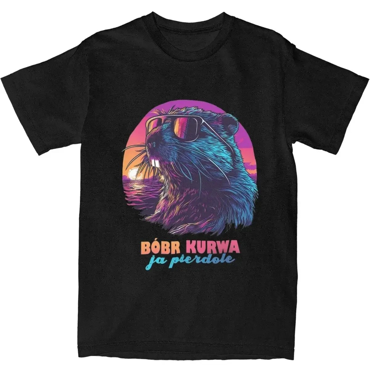 Paar T-Shirt Synthewave Polish Beaver Meme Bobr Bober Kurwa T-Shirt Neuheit Sommer T-Shirt Street Fashion Design Top