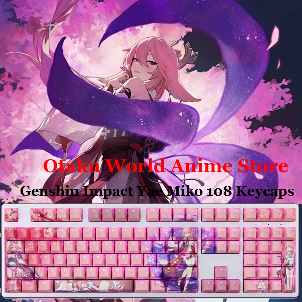

Anime Genshin Keycaps Cartoon Yae Miko Computer Keyboard Accessories 108 Pbt Key Caps PBT Secondary Element Transmittance Keycap