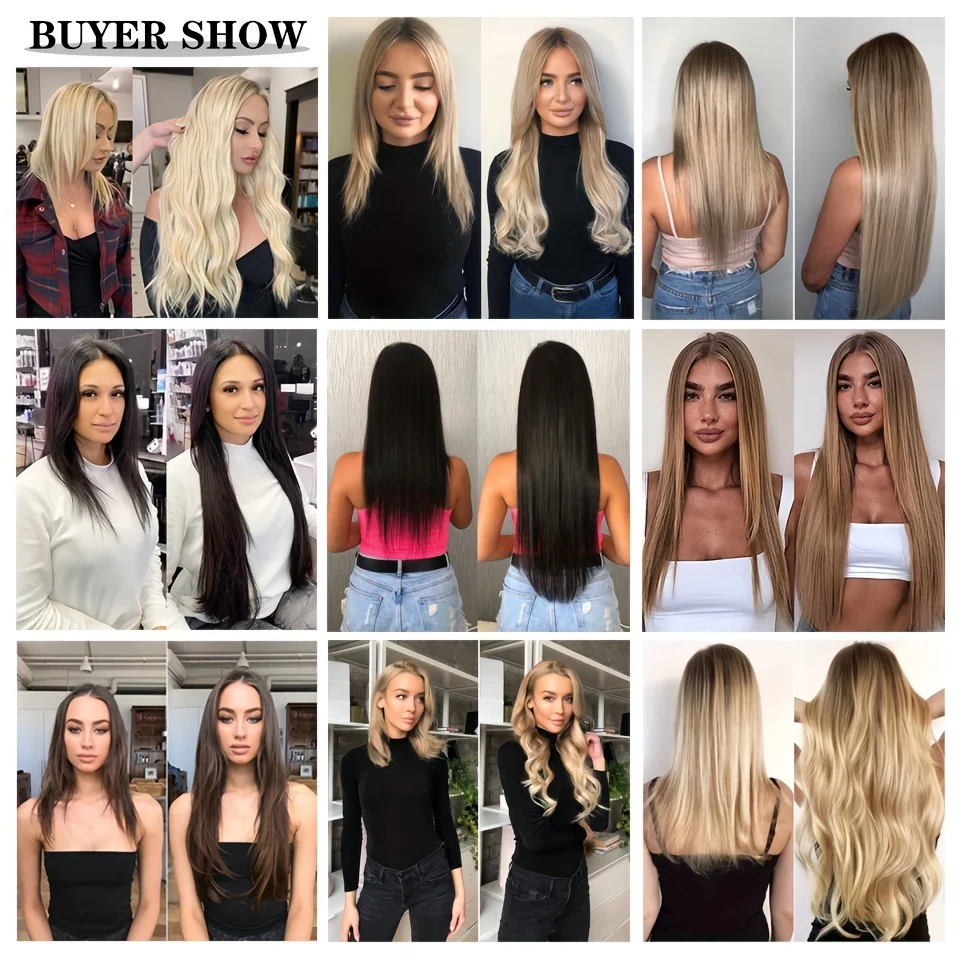 Synthetic Blonde Black Mixed Color Hair Extension For Women