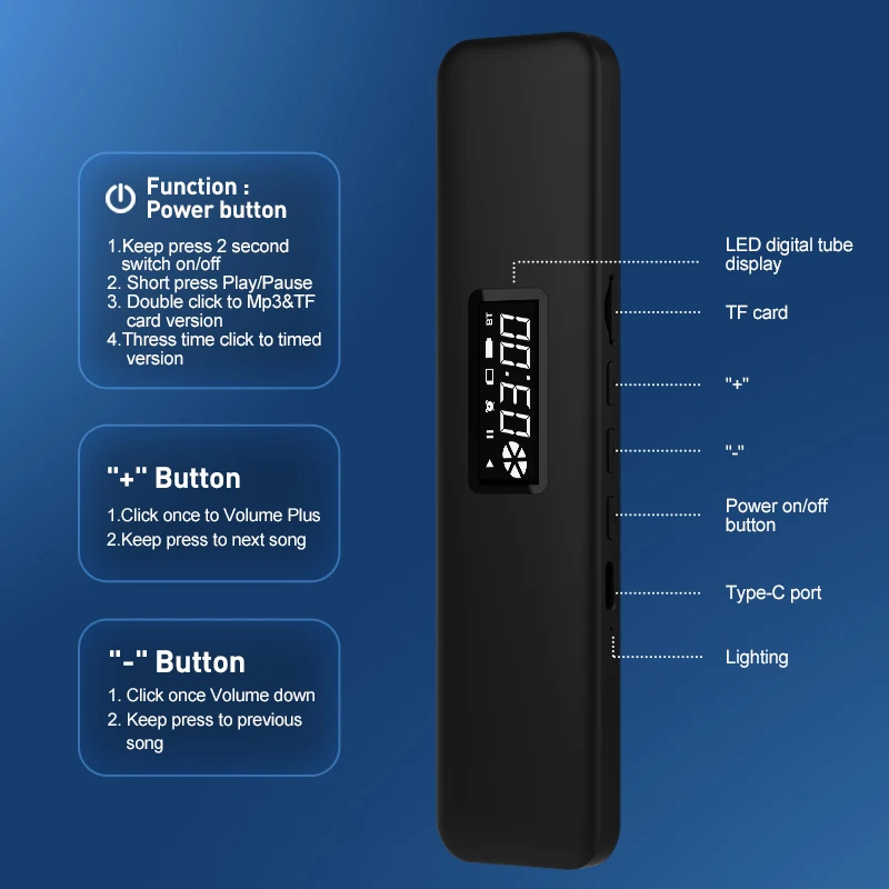 Under Pillow Bone Conduction Speaker Ultra-thin Sleep Aid Wireless Bluetooth Soundbar Hifi Stereo TF Card Music Player Time off