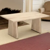 Indigo Road by Egypt Sherrod Trapezium Plank Solid Wood Coffee Table - Rectangular Mango Wood Tabletop with Stylish Trapezoid Le 1