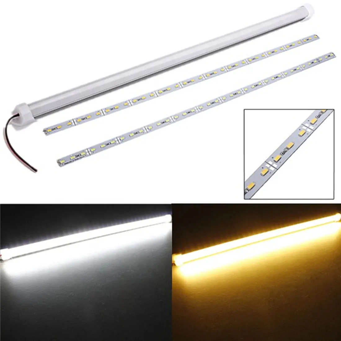 

11W 50cm Hard Rigid Light Strip Cabinet LED Bar Lamp Strip 36 LED 5630 SMD Pure White / Warm White Light with Cover for Home