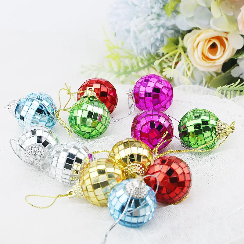 (12pcs/pack) 4cm Christmas Ball Laser Mirror Glass Christmas Party Live House Decoration Pendant Cake Accessories DIY