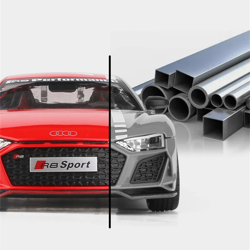 1:24 AUDI R8 V10 Plus Alloy Performance Sports Car Model Diecast Metal Toy Racing Car Model Simulation Sound and Light Kids Gift 2
