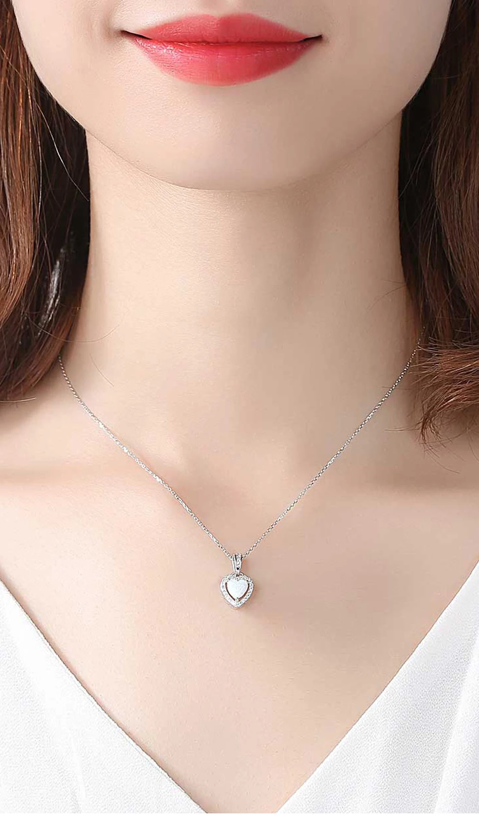 Collana con ciondolo in opale di fuoco a cuore in argento sterling per donna Collana d'amore scintillante Fine San Valentino s_voghion.com