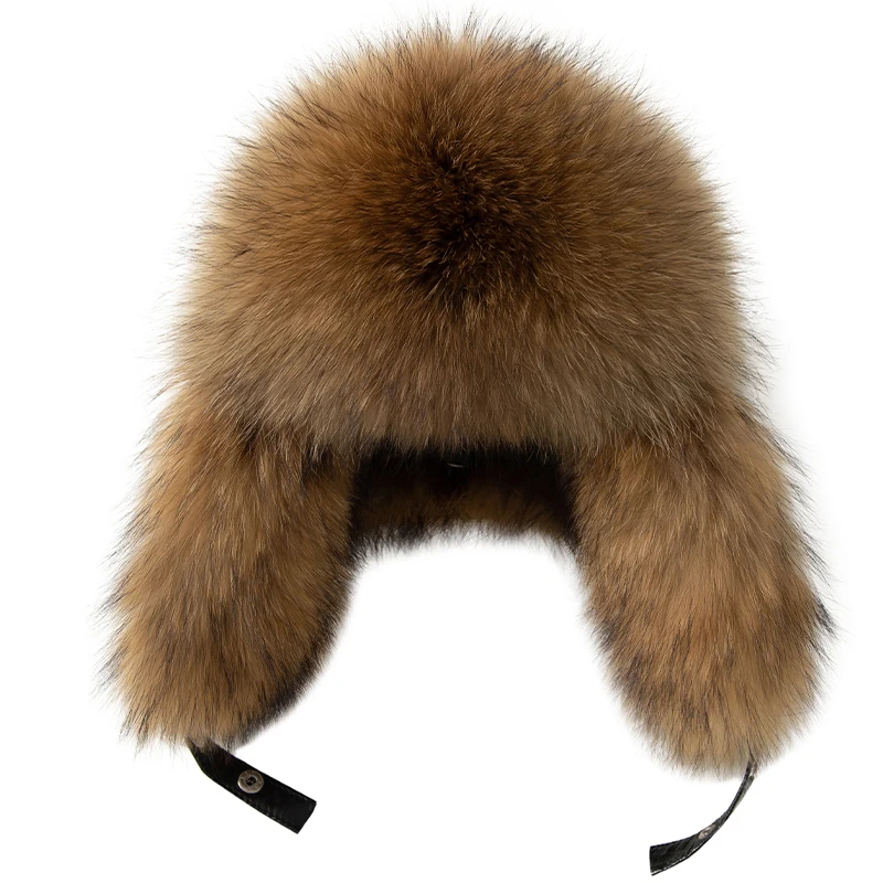 

Winter Bomber Hat Men Outdoor Warm Whole Leather Fox Fur Raccoon Fur Sheepskin Caps Korean Fashion Ear Protection Ushanka Beanie