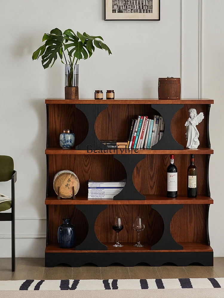 

Solid Wood Book Locker Bookshelf Integrated Wall Living Room Storage Display Cabinet