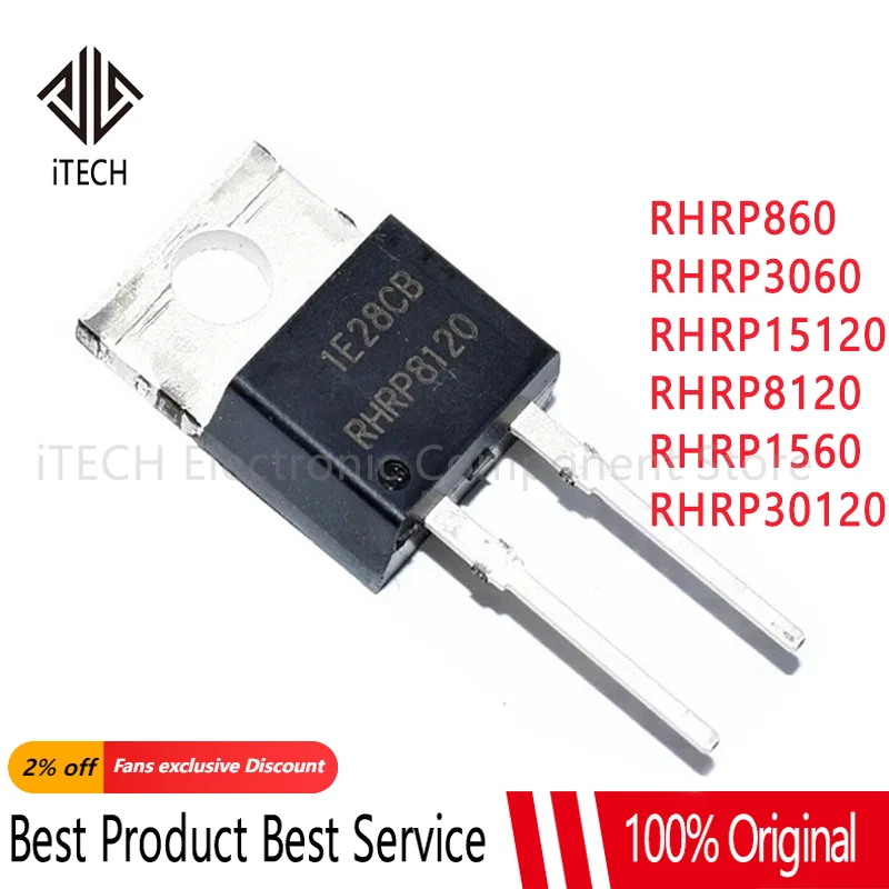 

5PCS RHRP3060 TO220-2 fast recovery rectifier diode TO-220 600V 30A RHRP860 RHRP1560 RHRP8120 RHRP15120 RHRP30120 TO-220