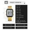 SKMEI 2259 Luxury EL Display Stainless Steel Digital Watch for Men Waterproof Sport Electronic Mens Wristwatch 1859 Reloj Hombre 6