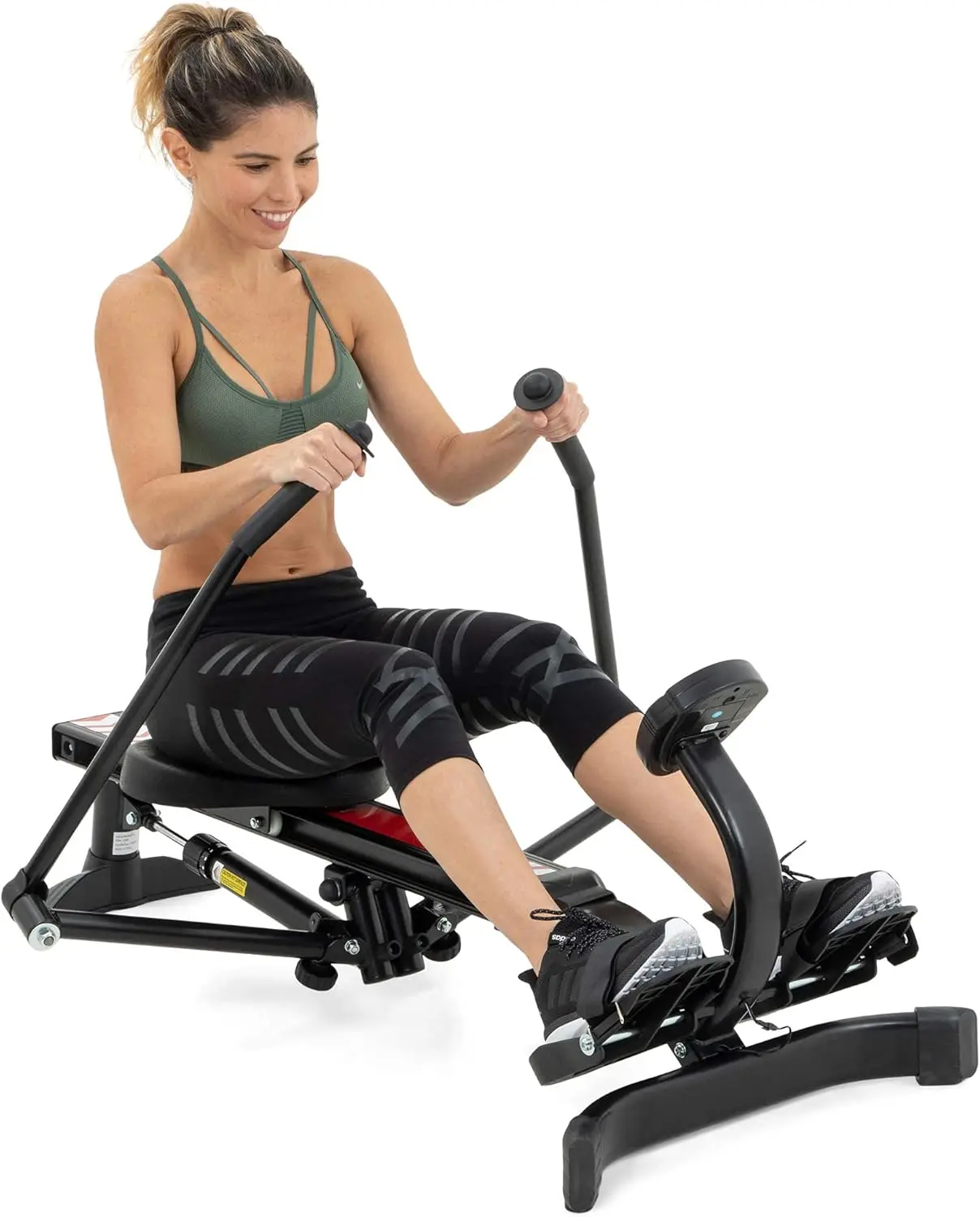 Hydraulic Rowing Machine Adjustable Resistance Rowing Machines for Home Use LCD Monitor Compact for Home Workout