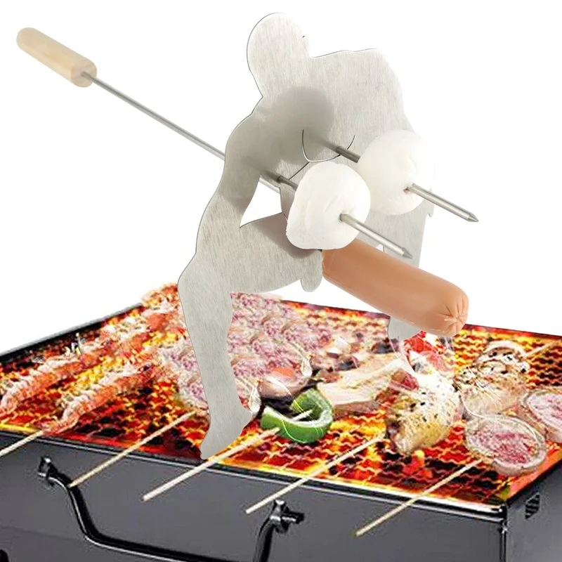 Fun Stainless Steel Barbecue Fork Bonfire Accessories Hot Dog BBQ Adult Barbecue Grill Telescopic Stick