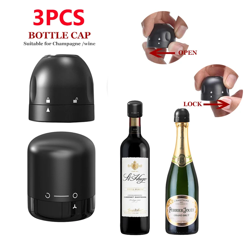 1/3pcs Vacuum Red Wine Bottle Cap Stopper Silicone Sealed Champagne