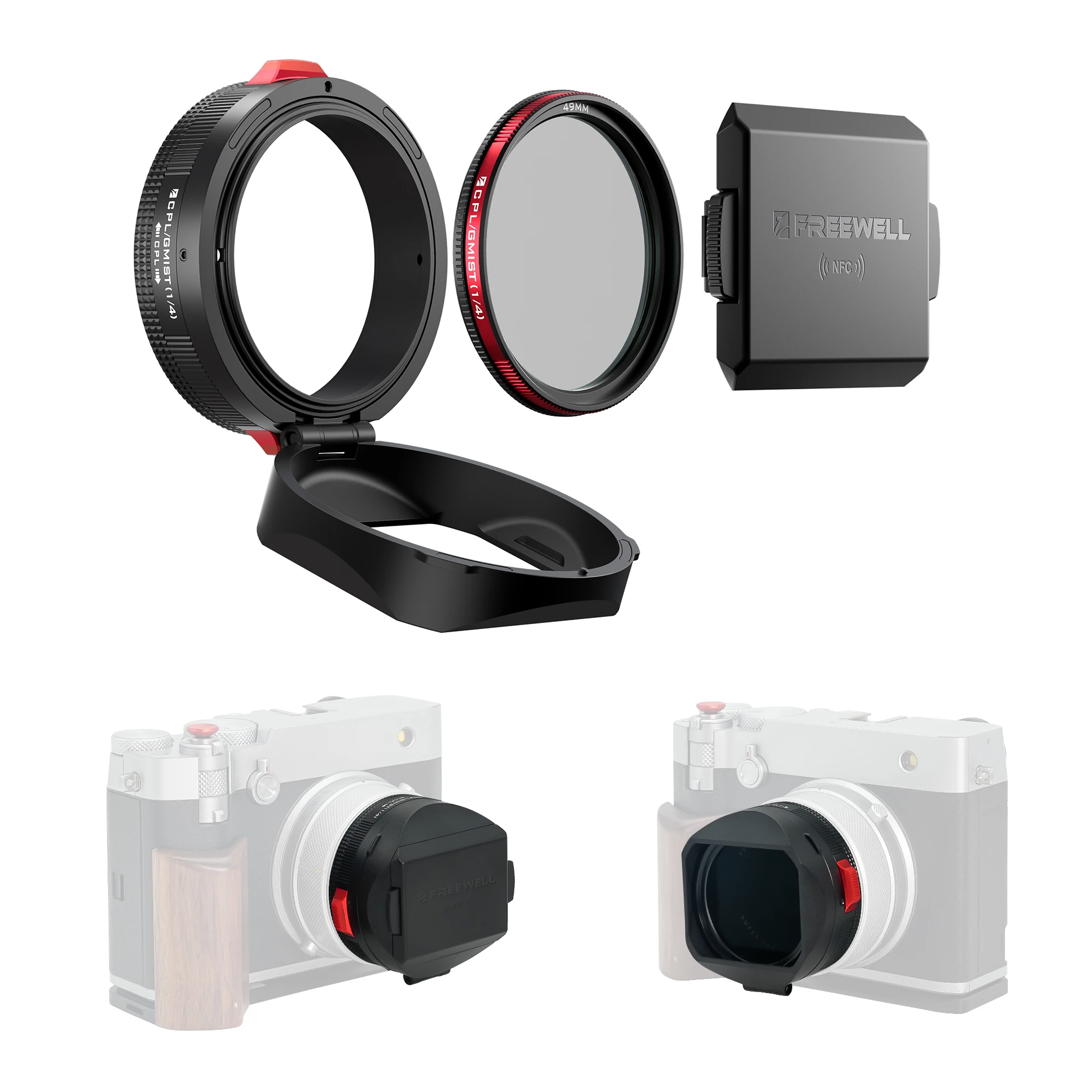 Real Lens Hood for Fuji X100 Series With Hybrid CPL/Black Mist Filter, Flipable