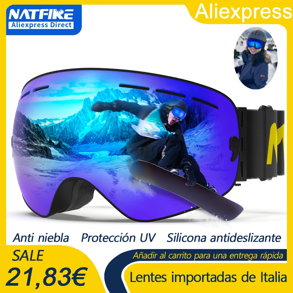 Gafas de esquí Pro 100% UV400 para hombre y mujer, lentes intercambiables  antiniebla, para Snowboard y nieve - AliExpress