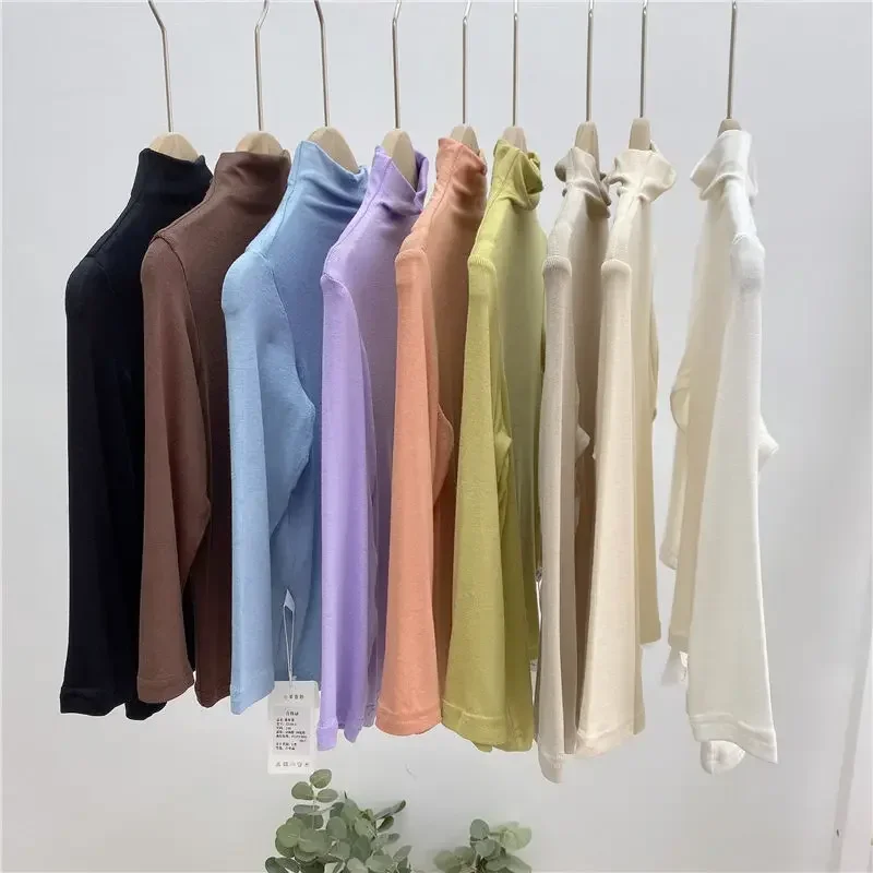 Kids Girls Solid Undershirts 2024 New Children Casual Modal T-shirts Candy Color Spring Autumn Clothing Baby Girls Thin Tops 2
