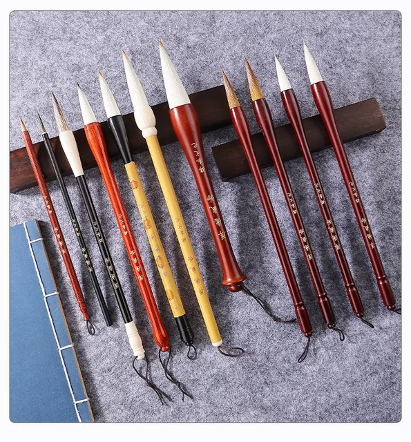 Set 3 Pennelli Calligrafia Cinese E Giapponese - Ideale Per Principianti E Artisti - Foto 8