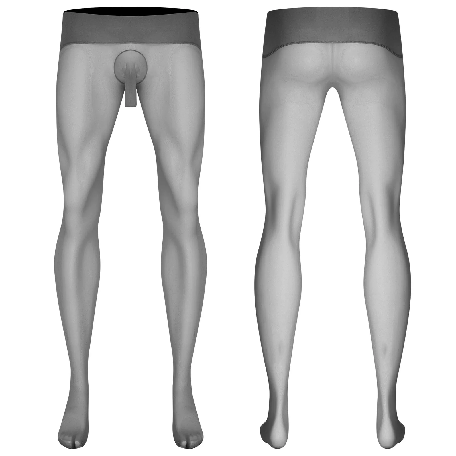 Mens See-through Stockings Ultra-thin Stretchy Pantyhose Stockings High Waist Seamless Leggings for Nightwear Dance Wear