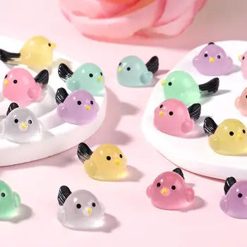 10/20pcs Luminous Mini Resin Birds Glow in The Dark Random Color Tiny Bird Animals Figures for DIY Fairy Garden