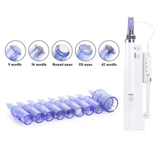 

9/12/36 Pin 3D 10pcs Microneedle Cartridges Needles + Syringe Tube for Mini Hydra Gun Mesotherapy Injector Auto Derma Stamp Pen