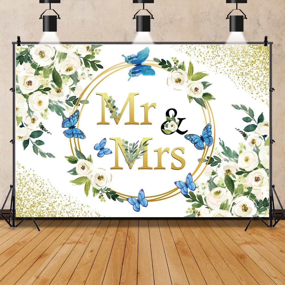 Happy Birthday Name Photography Background Flower Wreath Blooms Wedding Ceremony Baby Shower Party Photographic Backdrop