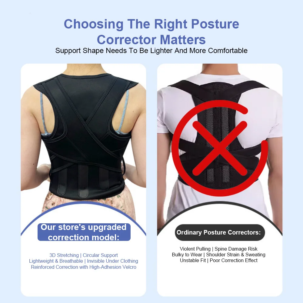 Corrective Posture Corrector Back Straightener, Scoliosis and Hunchback Correction Adjustable Posture Trainer for Men and Women