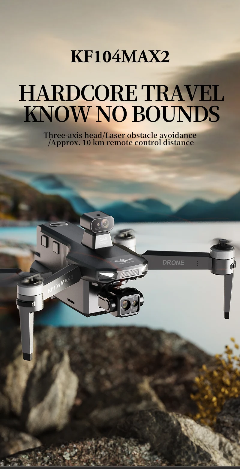 Description Picture 2 of itemVlog HD Aerial Drone KF104 Pro Max 3-axis Gimbal Anti-shake 8K Camera 5G Digital Image Transmission Dron LCD Screen RC Drone