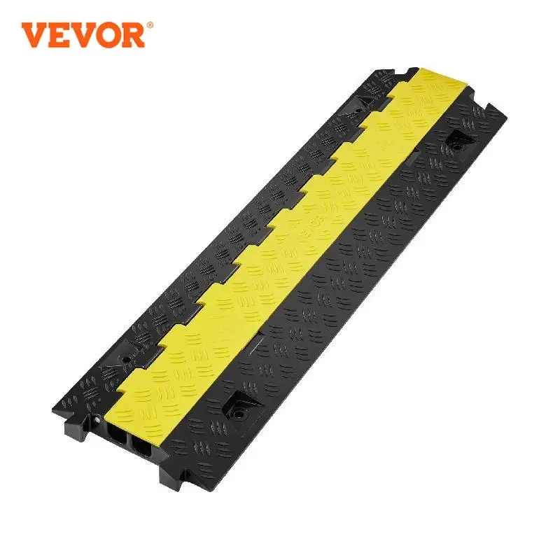 VEVOR Cable Protector Ramp 1/3/5 PCS 2 Channel Heavy Duty Wire Cord Cover Ramp with TPR Flip-Open Top Cover Traffic Speed Bump