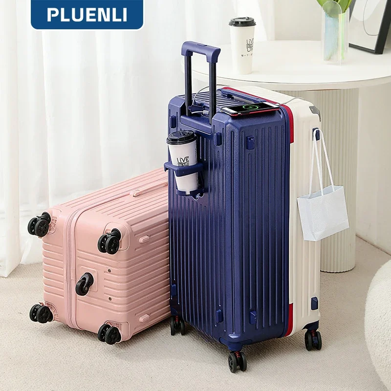 

PLUENLI Super Large Capacity Aluminum Frame Luggage Anti-Fall Suitcase Brake Wheel Student Trolley Case Password Case Leather