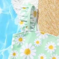 2024 Summer New Toddler Newborn Baby Girls Sunflower Printing One Piece Swimsuit Swimwear Bikini Beachwear Bathing Suit 1-5T 4