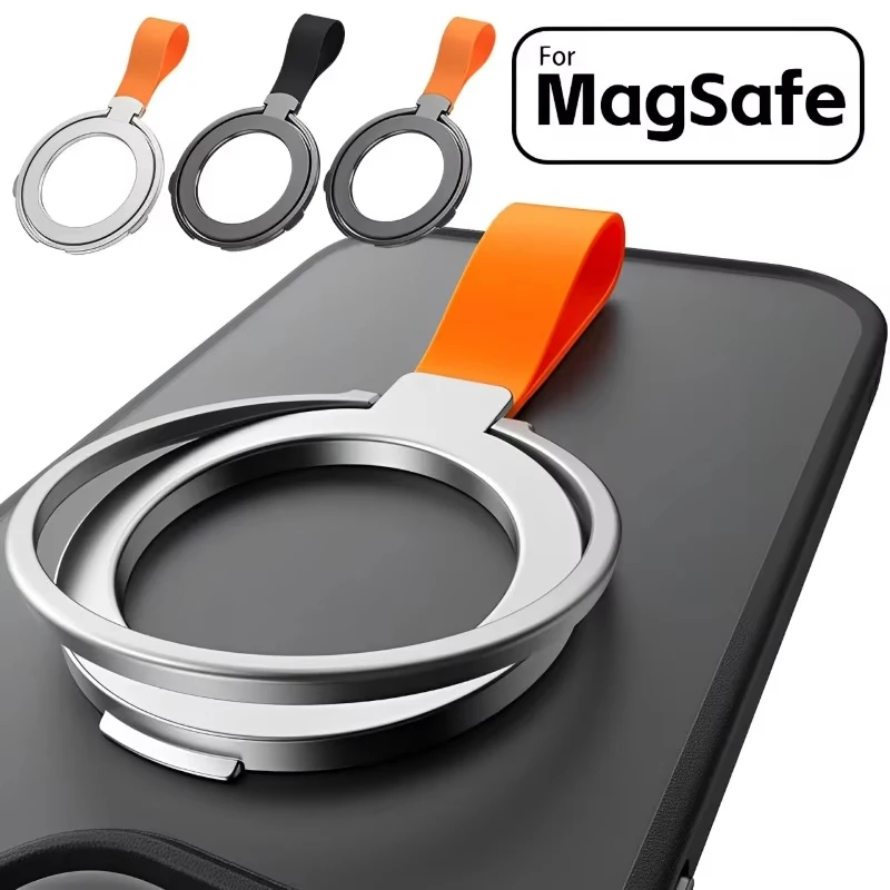 Universal Super Strong Magnetic Mobile Phone Holder Accessories Magnet Ring Stand with Strap Bracket For MagSafe iPhone 16 15 14