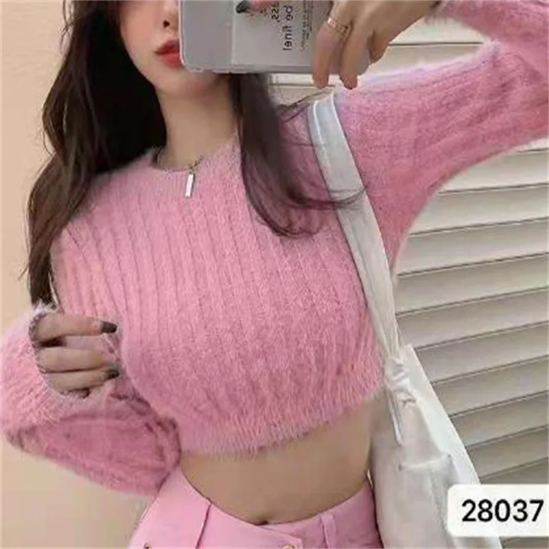 Furry Crop Top Knitted Sweaters 2