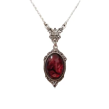 Gothic Vampire Cameo Vintage Crystal Pendant 1