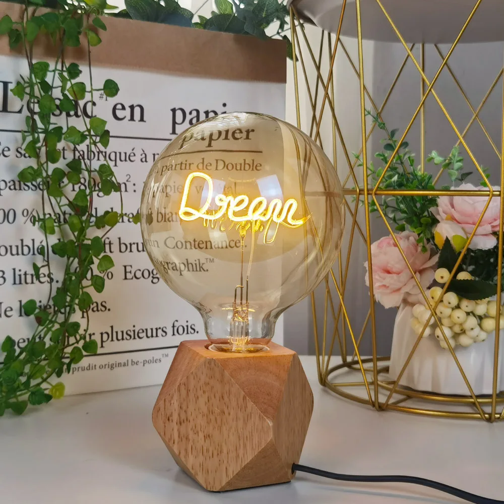 

Retro Edison Creative Letter Lamp Warm Home Decoration 4W 220V E27 110V E26 Large Screw Dimmable LED Filament Lamp