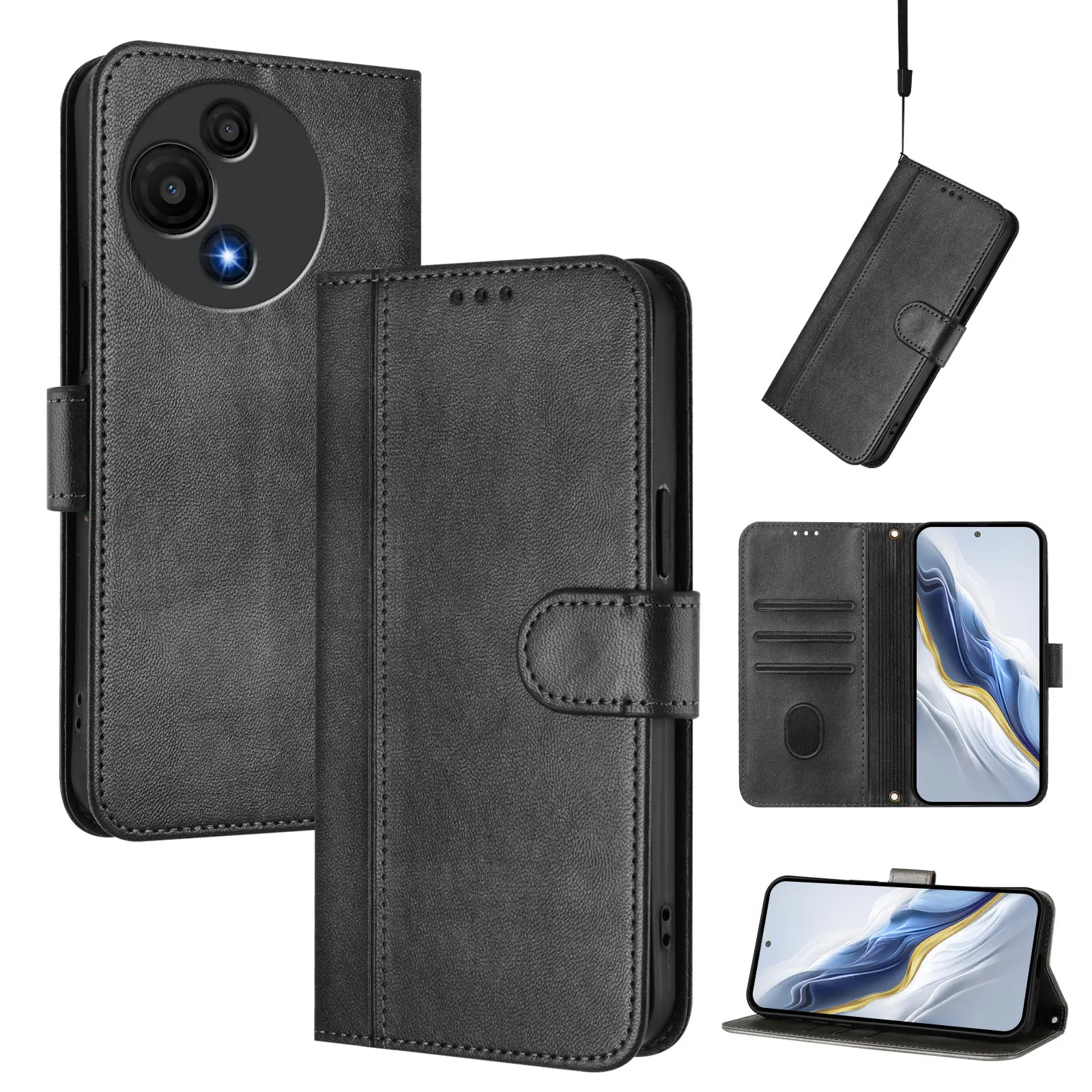 Retro Leather Flip Wallet Case with Magnetic Book Cover Stand Holder