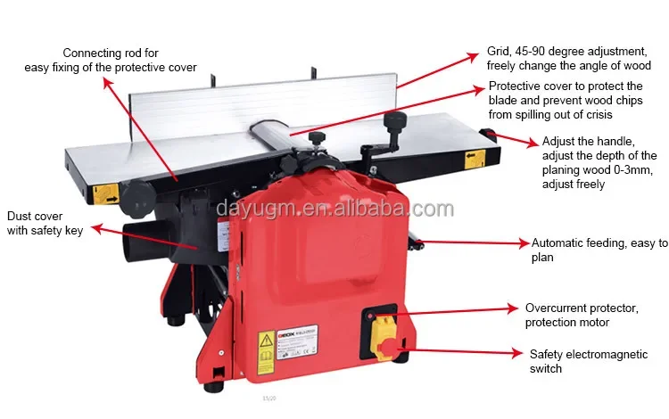 1800W 8inch 204mm Max Width 2 In 1 Jointer And Planer For Woodworking