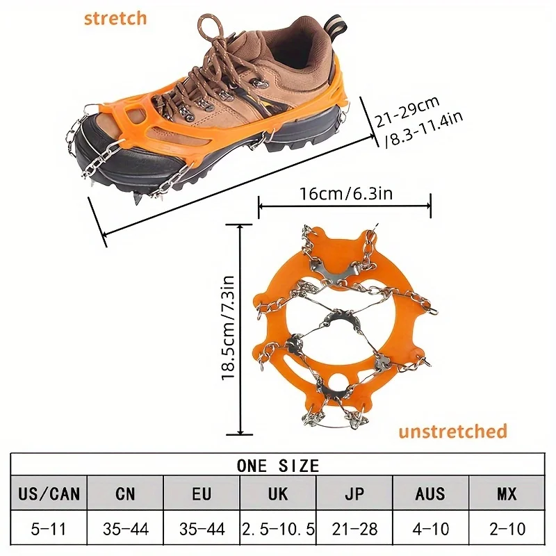 8 Teeth Steel Ice Gripper Spike for Shoes Anti Slip Climbing Snow Spikes Crampons Cleats Chain Claws Grips Boots Cover