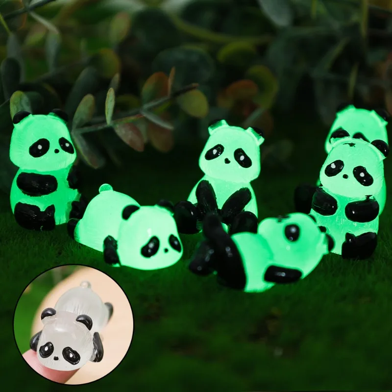 1/10 Pz Incandescente Panda In Miniatura Panda Micro Paesaggio Ornamento Partito Auto Tavolo Casa Giardino Decorazione Incandescente Nel Buio Piccolo 