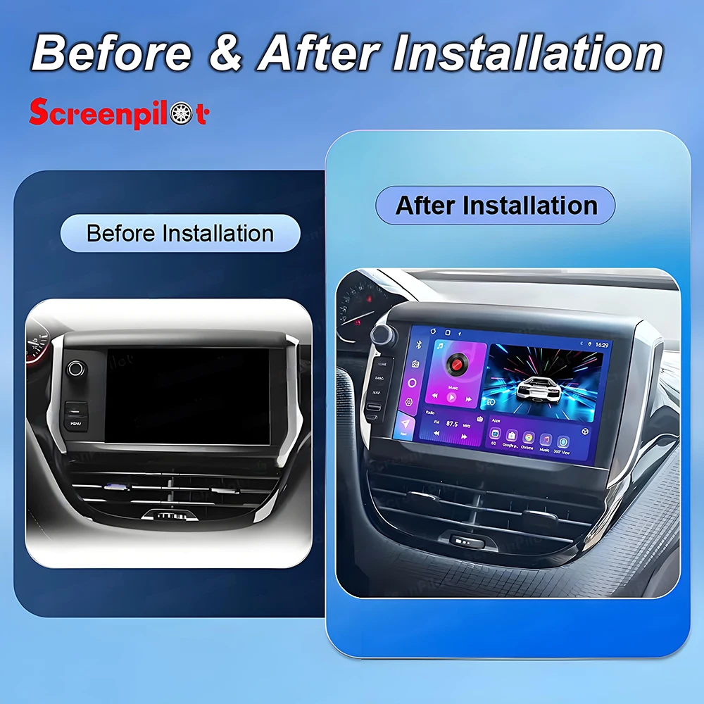 Radio para Auto con Carplay, Navegación GPS, Estéreo Android Auto, Pantalla con Bluetooth, Autoradio BT para Peugeot 208 Serie 2008 2012-2018 5